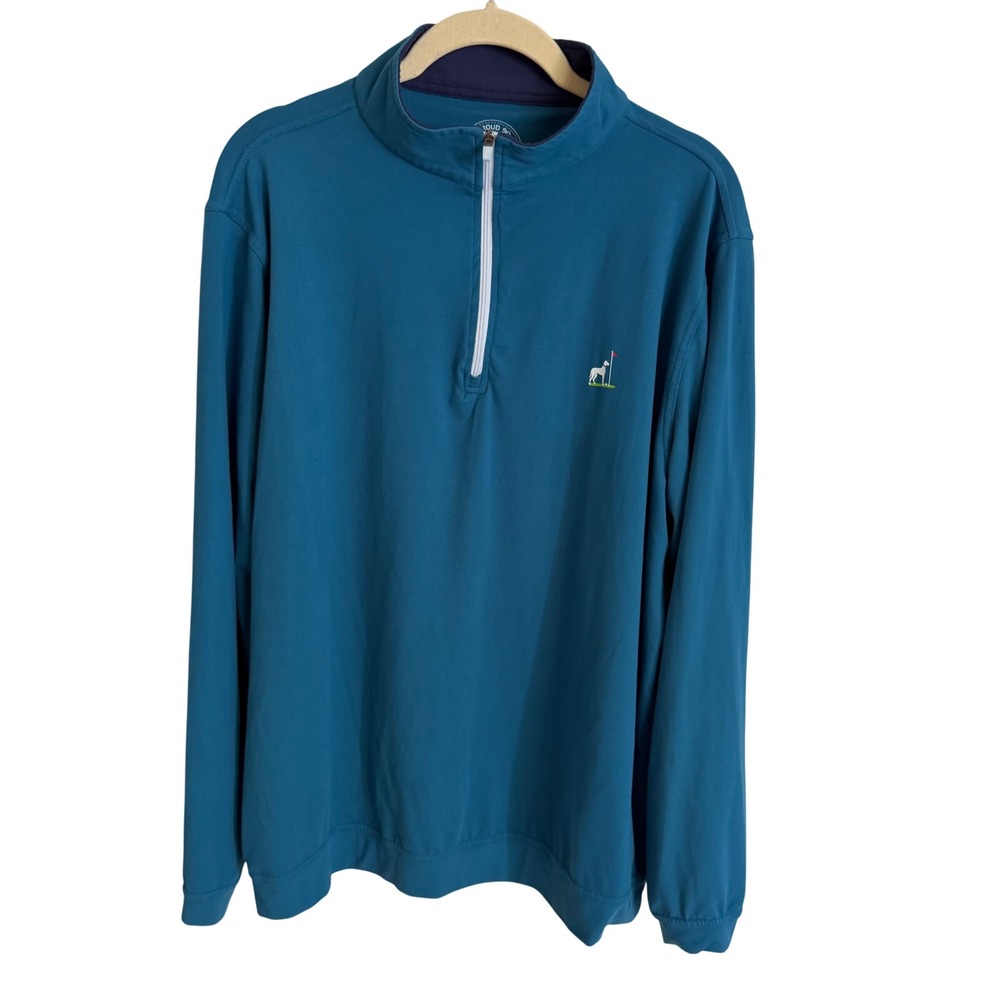 Proud 90 Mens Quarter Zip Golf Pullover Teal Blue Long Sleeve Size Medium